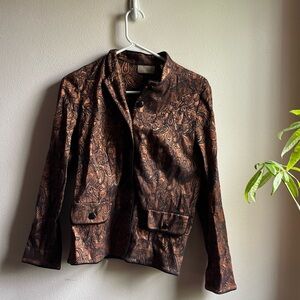 Studio Works Brown Metallic Paisley Blazer Suit Jacket
